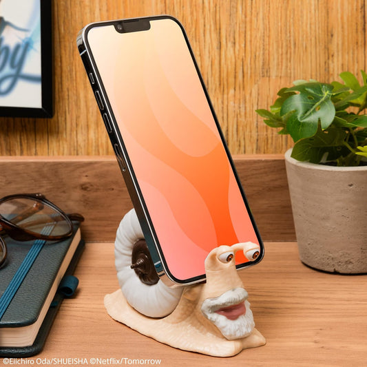 One Piece Handyhalter (Garp Design) – Snail Smartphone Holder 7,3cm – Schreibtisch Handy-Ständer – Für die meisten Smartphones & Ladekabel – Paladone
