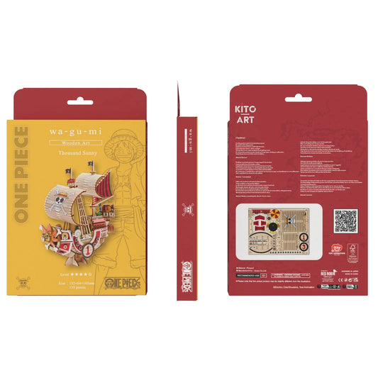 One Piece Thousand Sunny Holzmodell-Bausatz – 135 Teile Wood Model Kit – Laser-Cut & bemalt – 14,5 cm 3D Puzzle/Modell – Kito Art Wa-Gu-Mi