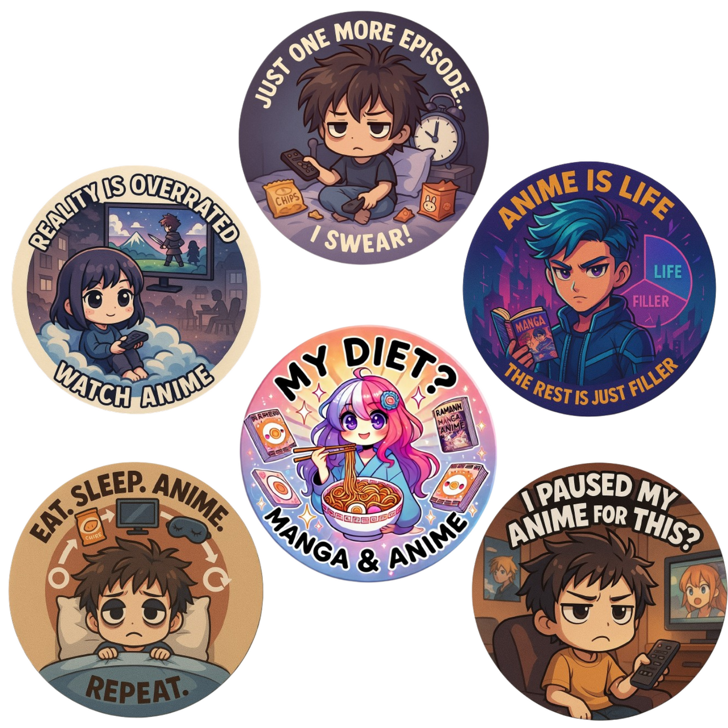 Anime Diatomit Untersetzer (6er Set) – Stylisch, saugstark & einzigartig