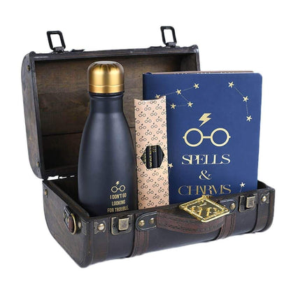 Harry Potter Premium Trunk Gift Set „Trouble Finds Me“ – Hogwarts Fan- & Geschenkset mit Metallflasche & Schreibwaren