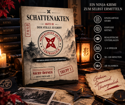 Schattenakten – Akte 01: Der stille Zugriff | Ninja-Krimispiel zum Selberermitteln | Rätselfallakte mit Dokumenten, Hinweisen & digitalen Freischaltungen | Für 1–4 Spieler ab 14 Jahren