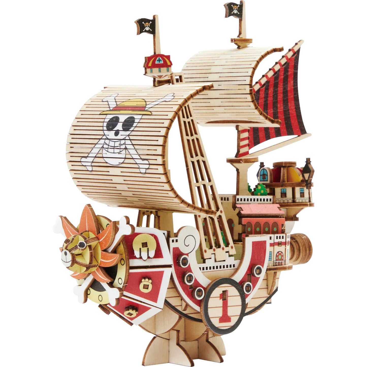 One Piece Thousand Sunny Holzmodell-Bausatz – 135 Teile Wood Model Kit – Laser-Cut & bemalt – 14,5 cm 3D Puzzle/Modell – Kito Art Wa-Gu-Mi