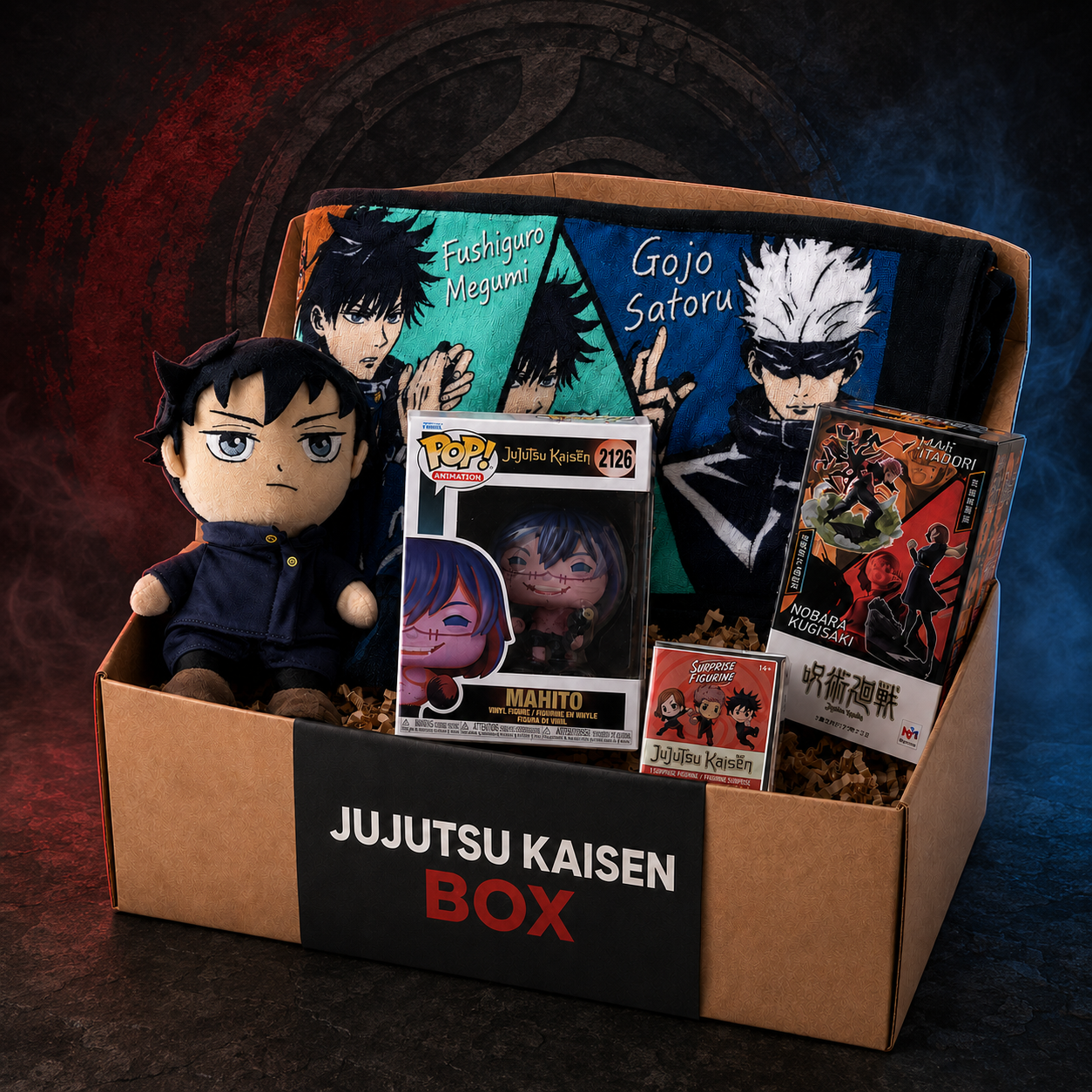 Jujutsu Kaisen Fanbox – 5 offizielle Lizenzartikel mit garantierter Funko POP Figur | Anime-Geschenkset für Fans und Sammler ab 14 Jahren