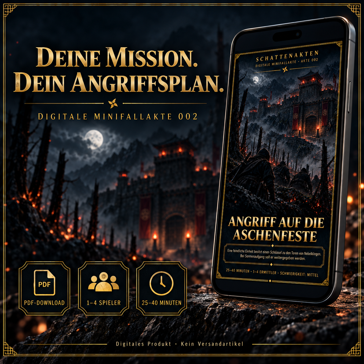 [Nebelfallakten] Schattenakten 002 – Angriff auf die Aschenfeste | Digitales Rätselspiel (PDF)