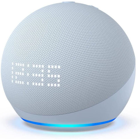 Echo Dot (5. Generation) mit Uhr / Graublau - Smarter Lautsprecher mit Uhr und Alexa